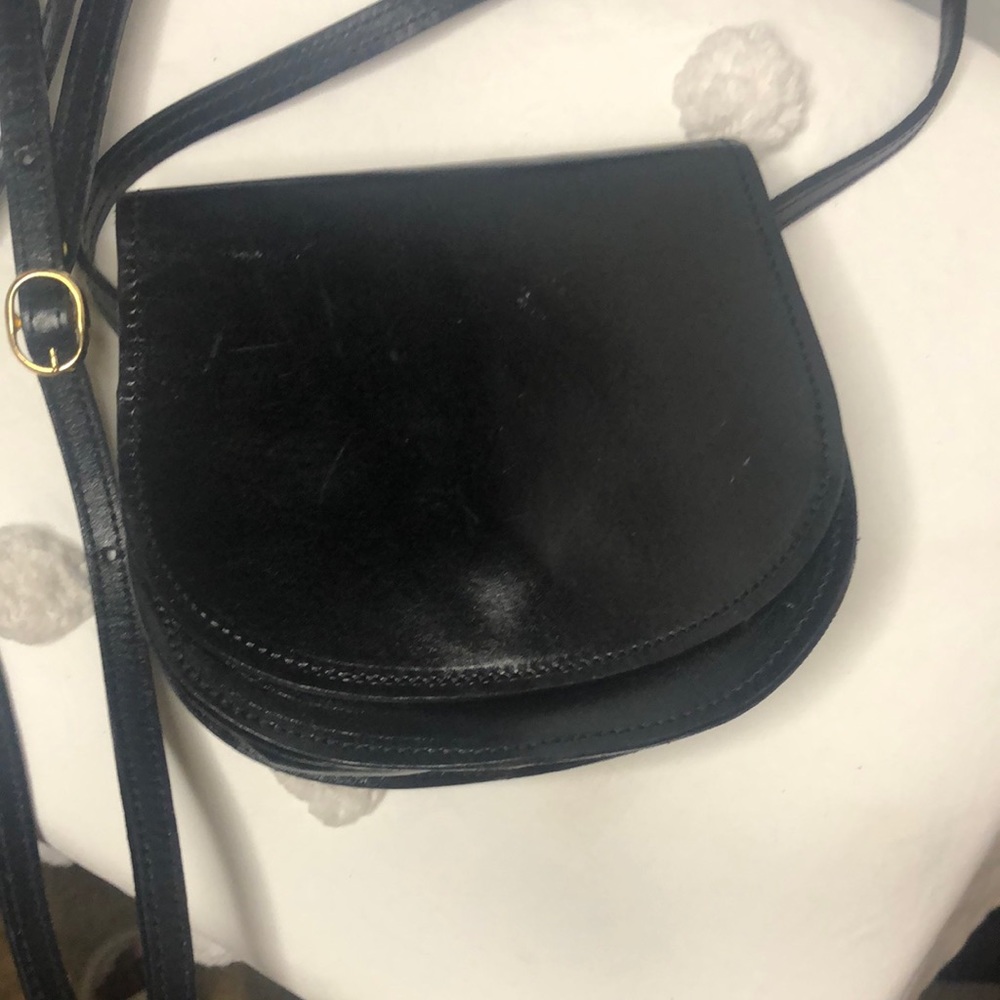 MOSCARDINI  Vera PELLE black leather mini crossbody.